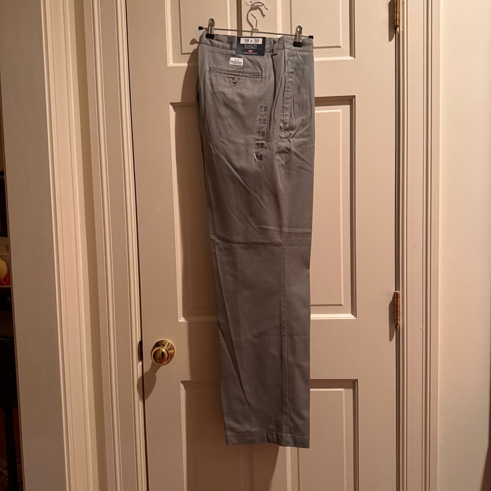 NWT Vineyard Vines Classic Fit Club Chino Flat Front Pant Gray Size 38X30